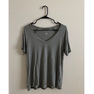 AE Soft & Sexy Green Striped Short Sleeve Top